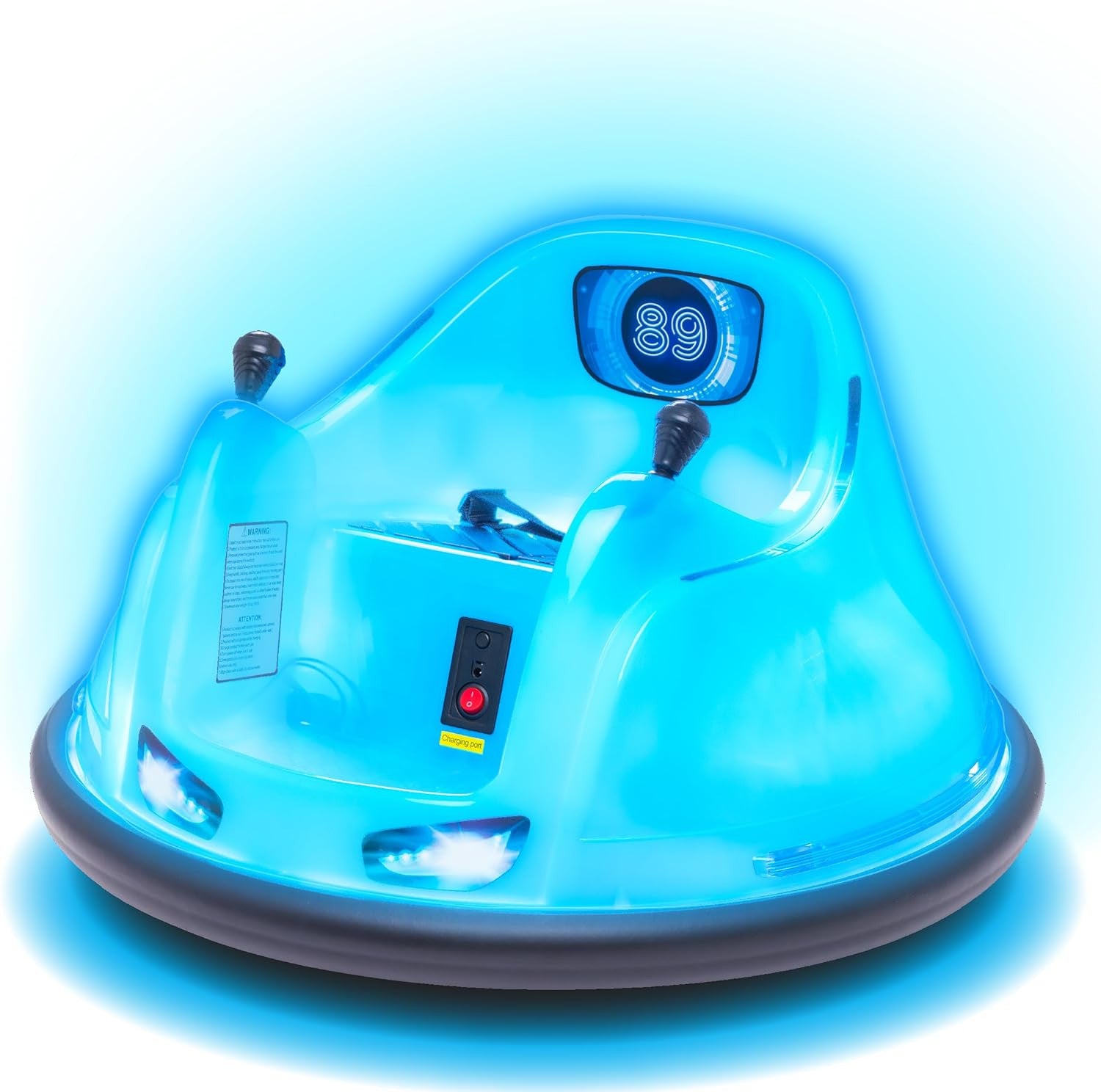 カーズ★自動乗用★6V 6V Blue Glow Bumper Car for Kids – LED Ride-On Toy with 360° Spin