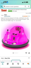 Flybar 6 Volt Battery-Powered Pink Bumper Car with LED Lights Magic Cars 0
