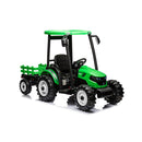 Kids 24V Ride-On Pedal Tractor with Loader, Backhoe, and Trailer - Green Magic Cars 1