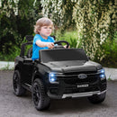 12V Licensed Ford Ranger Kids Ride-On Car with Toy Storage, Black Magic Cars 8