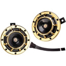 12V Gold Electric Twin Tone Car and Train Horn Kit with High and Low Sounds Magic Cars Variant 0