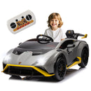 Gray Lamborghini-Style Kids Ride-On Car with 2 Motors and Remote Control for Drifting Fun Magic Cars 0