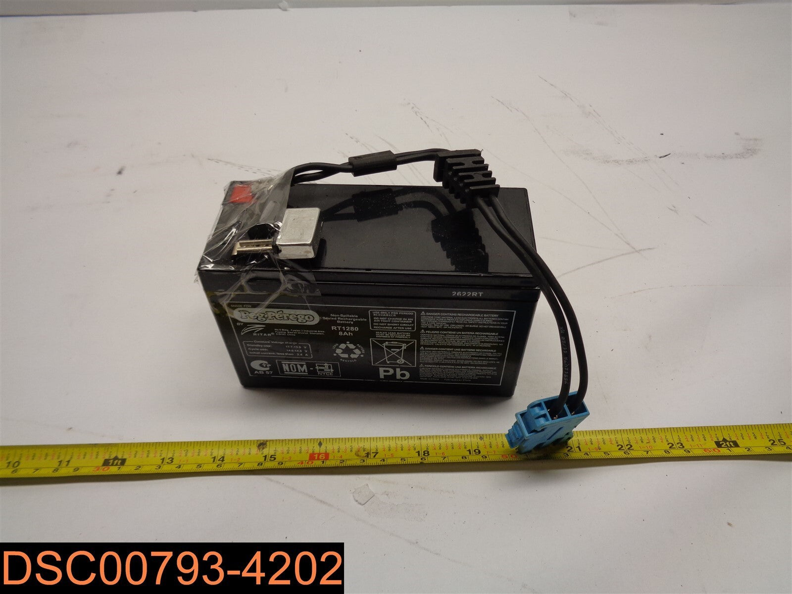 12 volt battery peg perego 12 Volt 8AH Rechargeable Battery for Ride-On Toys RT1280 Free Warranty 1 Year