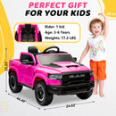 12V Pink Ride-On Truck Toy for Kids with Remote Control, Music, and Lights Magic Cars 1
