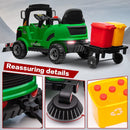 12V Kids Ride-On Construction Sweeper Truck with Trailer and Rubbish Bin Toy Car