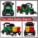 12V Kids Ride-On Construction Sweeper Truck with Trailer and Rubbish Bin Toy Car