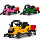 12V Kids Ride-On Construction Sweeper Truck with Trailer and Rubbish Bin Toy Car