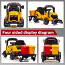 12V Kids Ride-On Construction Sweeper Truck with Trailer and Rubbish Bin Toy Car