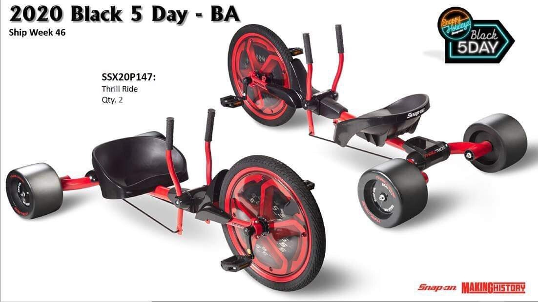 Thrill Ride Ride-On Tricycle and Scooter Set with Snap-On Tools in Ori