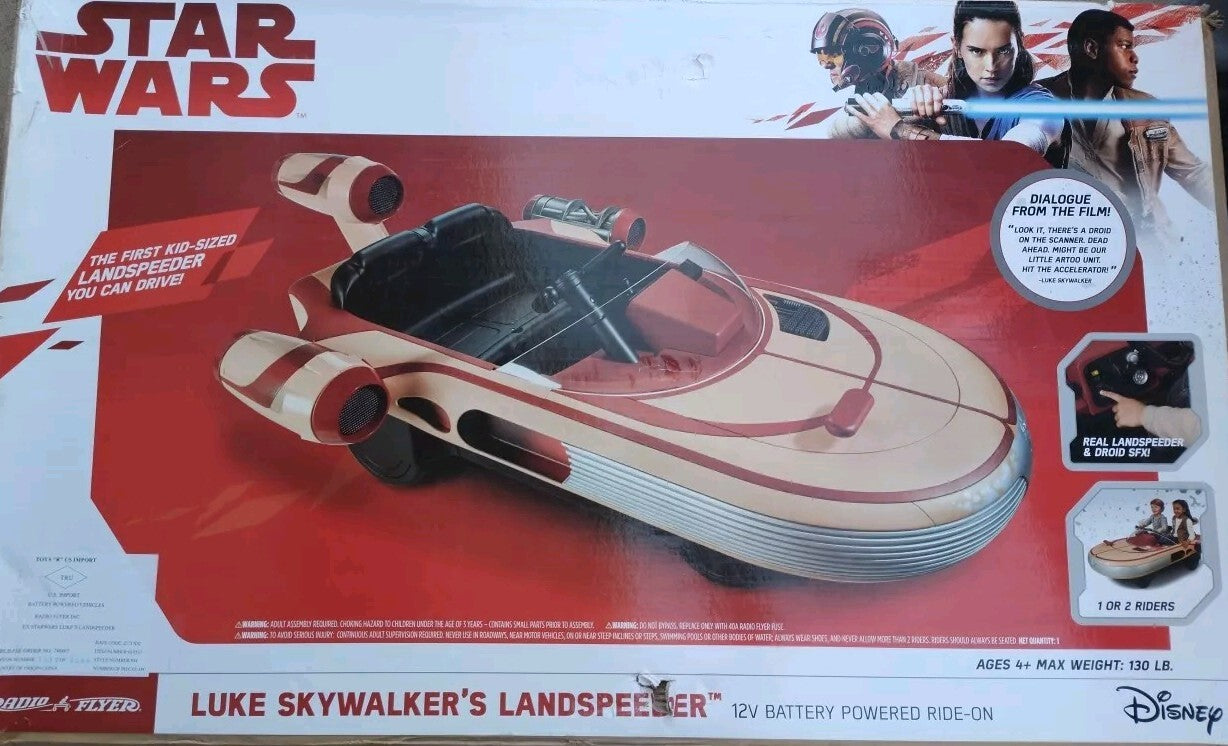skywalker pedale Luke Skywalker Tatooine Landspeeder 12V Kids Ride-On with Radio New Sealed 2 Year Warranty -
