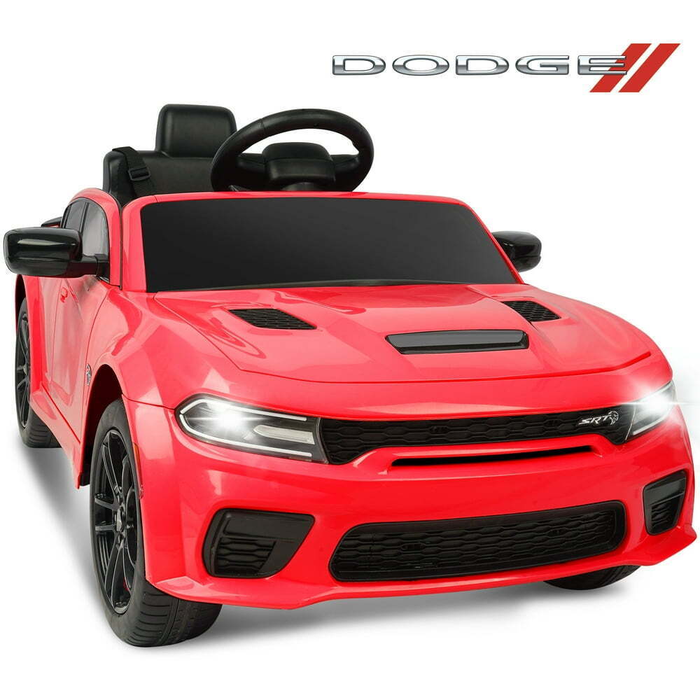 12V Dodge Charger SRT Hellcat Ride-On Toy with Remote Control, MP3, an