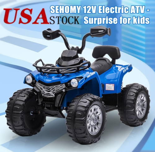12V Electric Quad ATV for Kids with Fat Tires Battery Powered 4 Whee