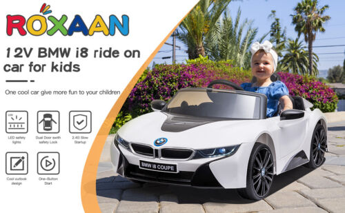 Licensed BMW I8 White Electric Ride-On Car for Kids with MP3 and Remot