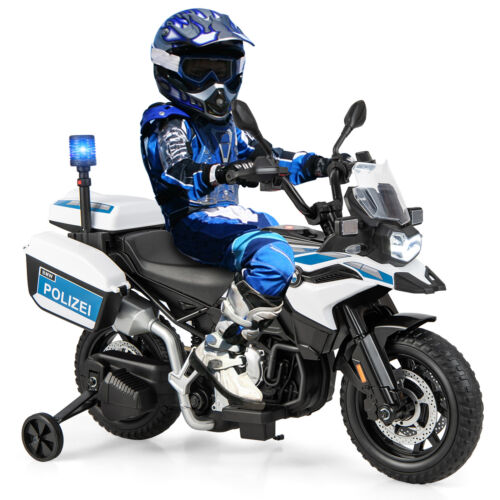 Licensed BMW Police Motorcycle Ride-On for Kids with Music and Lights