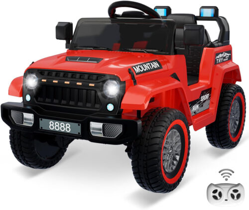 Red Electric 12V Battery Kids Ride On Jeep with Remote Control and Mus