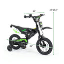 12-Inch Black Motorcycle-Style Kids Bike for Boys and Girls Ages 3-4 Magic Cars 2