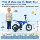 Motorcycle-Style 12-Inch Kids Bike for Boys and Girls Ages 3-4 - Blue Magic Cars 2