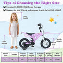 Purple 12-Inch Kids Motorcycle-Style Bike for Boys and Girls Ages 3-4 Magic Cars 2