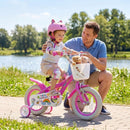 Spring Party Pink 12-Inch Girls Bike with Basket for Ages 3-4 Magic Cars 1
