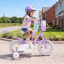Purple 12-Inch Girls Bike with Front Bag and Streamers for Ages 3-4 Magic Cars 1