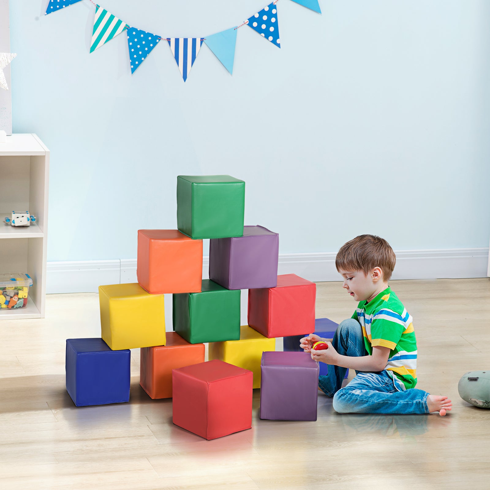 12 Piece Soft Play Blocks Soft Foam Toy Building and Stacking Blocks Compli