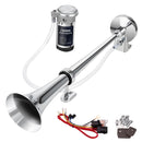12V 150dB Air Horn Kit 18-Inch Chrome Zinc Single Trumpet Loud Truck Horn Magic Cars 0