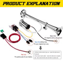 12V 150dB Single Trumpet Car and Truck Air Horn 18-Inch Chrome Zinc Magic Cars 3