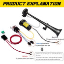 12V 150dB Single Trumpet Air Horn for Cars and Trucks, 18-Inch Chrome Zinc Finish Magic Cars 4