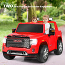 12V 2-Seater Licensed GMC Kids Electric Ride-On Truck with Remote Control and Storage Box, Red Magic Cars 3