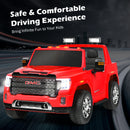 12V 2-Seater Licensed GMC Kids Electric Ride-On Truck with Remote Control and Storage Box, Red Magic Cars 4
