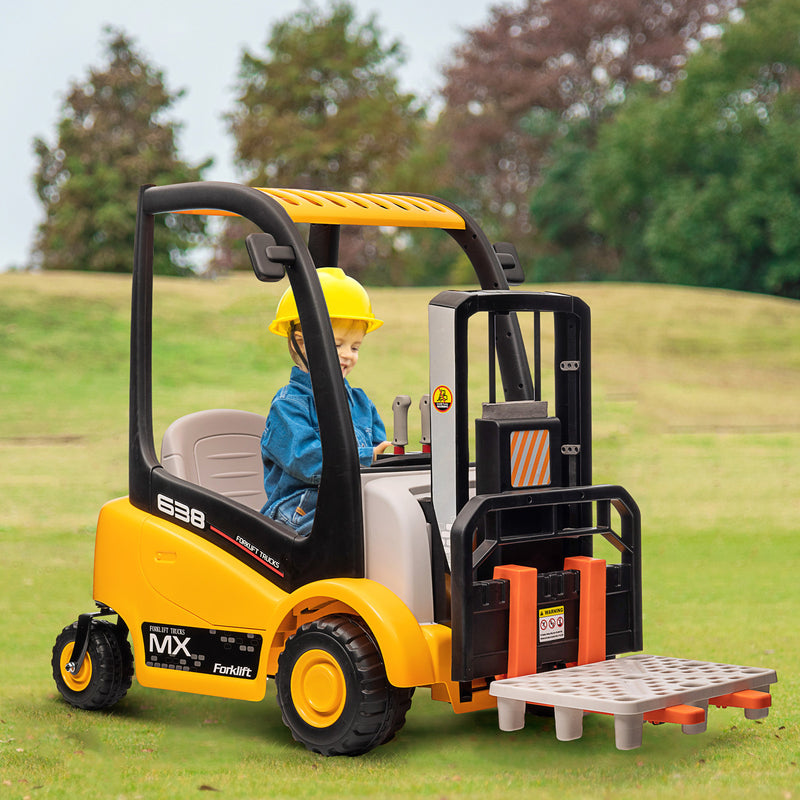Liftable 12V 360° Rotation Kids Ride on Forklift Car with Tent Liftable Fork