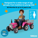 12V Battery-Powered Electric Tractor with 7AH Battery, Treaded Tires and Trailer for Toddlers Magic Cars 4