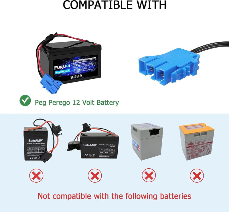 12V Battery Charger for Peg Perego, Ground Force Tractor John Deere Gator  XUV 