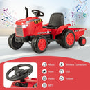 12V Battery Powered Kids Ride-On Tractor Toy with Remote Control and Detachable Storage Trailer Magic Cars 10