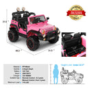 12V Pink and Black Kids Ride-On Truck with MP3, LED Lights, Remote Control, and Battery Cover Magic Cars 1