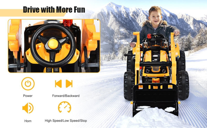 12V Battery Powered Kids Excavator Ride-on Dumper Truck Front Loader ...