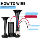 12V Black Waterproof Truck Horn with 150dB Compressor and Integrated Dual Tubes Magic Cars 4