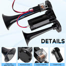 12V Black Waterproof Truck Horn with 150dB Compressor and Integrated Dual Tubes Magic Cars 5
