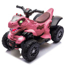 12V Bluetooth Dinosaur Ride-On ATV for Kids in Rose Pink with Music and 2WD Magic Cars 12