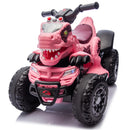 12V Bluetooth Dinosaur Ride-On ATV for Kids in Rose Pink with Music and 2WD Magic Cars 13
