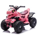 12V Bluetooth Dinosaur Ride-On ATV for Kids in Rose Pink with Music and 2WD Magic Cars 14