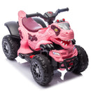 12V Bluetooth Dinosaur Ride-On ATV for Kids in Rose Pink with Music and 2WD Magic Cars 20