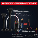 12V Dual Air Horn Kit with 150dB Loud Train Horns and Compressor in Black Magic Cars 4