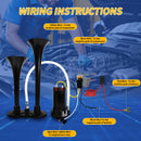 12V Dual Air Horn Kit with Super Loud Train and Truck Compressor System in Black Magic Cars 4
