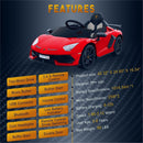 12V Licensed Lamborghini Electric Ride-On Car for Kids with 2 Speeds Battery Powered Toy Magic Cars 16