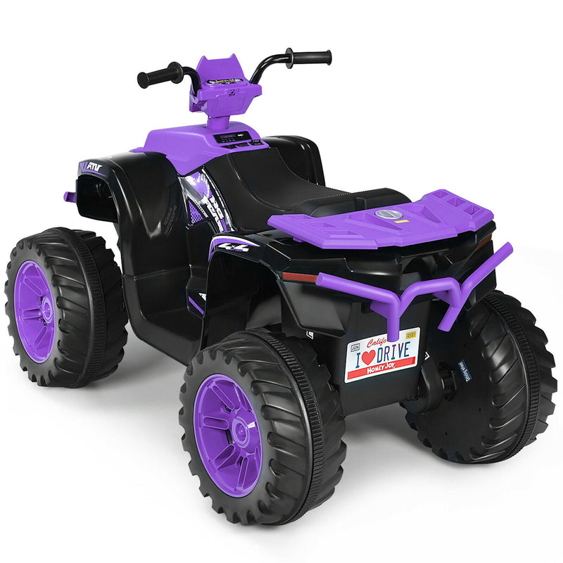 12V Electric Kids Ride On Car ATV 4-Wheeler Quad w/ Music LED Light Purple
