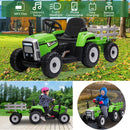 12V Battery-Powered Electric Ride-On Tractor with Trailer for Kids Christmas Gift Magic Cars 0