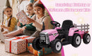 12V Electric Battery-Powered Kids Ride-On Tractor with Trailer and Remote Control Magic Cars 14