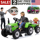 12V Electric Ride-On Kids Tractor Car Toy with Trailer and 3-Speed Remote Control Magic Cars 1