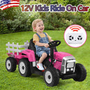 12V Battery-Powered Kids Electric Ride-On Tractor with Trailer Toy Magic Cars Variant 0